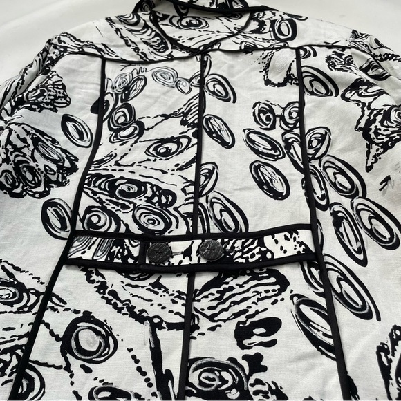 Chico’s White & Black LINEN-Blend Jacket Size Medium 8 - Picture 8 of 10